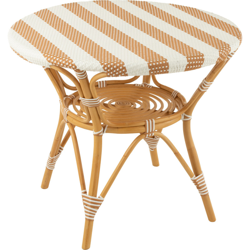 Table à manger extérieur Ronde 4 personnes en Rotin Naturel Plastique Naturel Blanc Live - 1