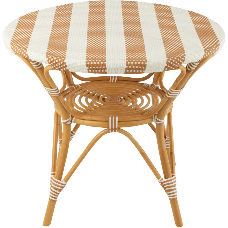 Table à manger extérieur Ronde 4 personnes en Rotin Naturel Plastique Naturel Blanc Live - 2