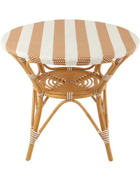 Table à manger extérieur Ronde 4 personnes en Rotin Naturel Plastique Naturel Blanc Live - 2