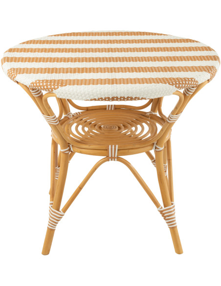 Table à manger extérieur Ronde 4 personnes en Rotin Naturel Plastique Naturel Blanc Live - 3