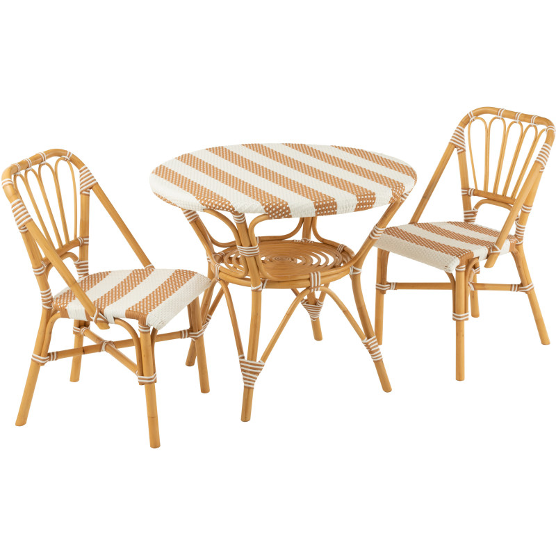 Table à manger extérieur Ronde 4 personnes en Rotin Naturel Plastique Naturel Blanc Live - 7