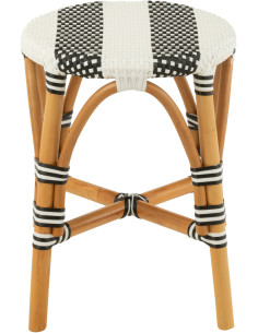 Tabouret extérieur rond en Rotin Naturel Plastique Noir Blanc Live - 2