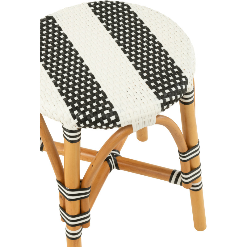 Tabouret extérieur rond en Rotin Naturel Plastique Noir Blanc Live - 5