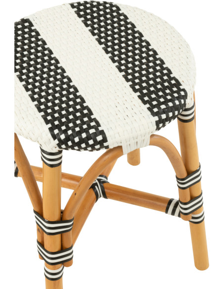 Tabouret extérieur rond en Rotin Naturel Plastique Noir Blanc Live - 5