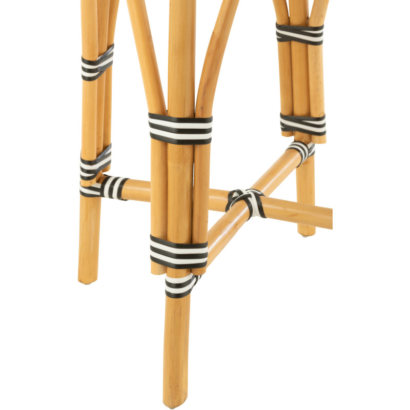 Tabouret de bar extérieur rond Hauteur 65 cm en Rotin Naturel Plastique Noir Blanc Live - 4