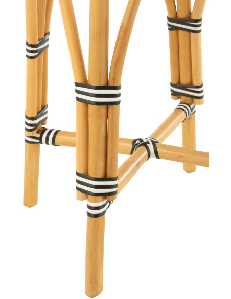 Tabouret de bar extérieur rond Hauteur 65 cm en Rotin Naturel Plastique Noir Blanc Live - 4
