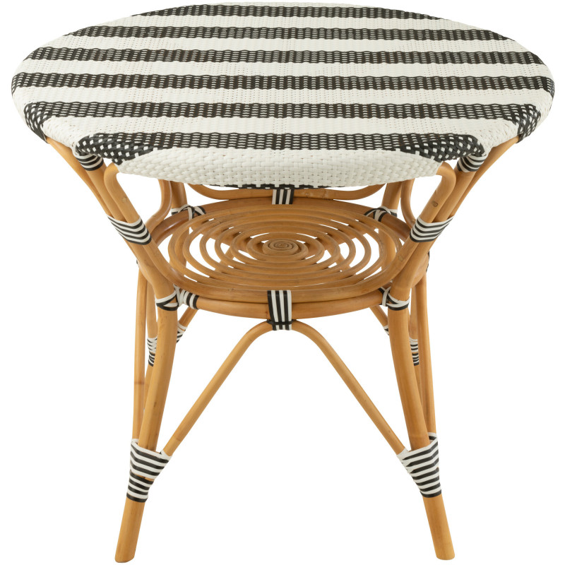 Table à manger extérieur Ronde 4 personnes en Rotin Naturel Plastique Noir Blanc Live - 2