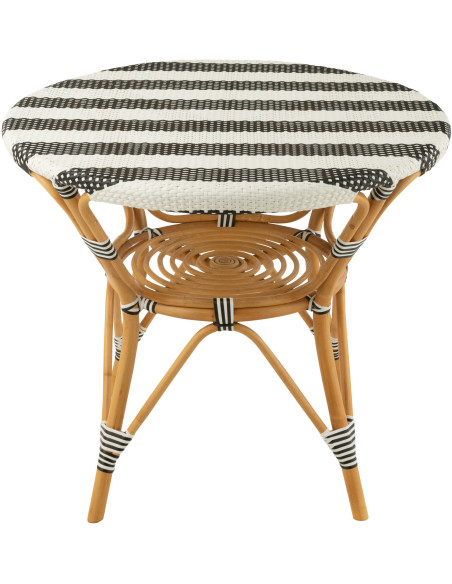 Table à manger extérieur Ronde 4 personnes en Rotin Naturel Plastique Noir Blanc Live - 2