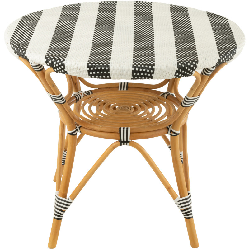 Table à manger extérieur Ronde 4 personnes en Rotin Naturel Plastique Noir Blanc Live - 3