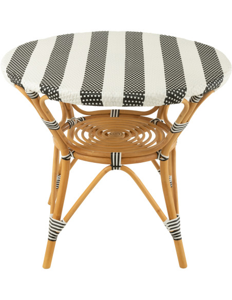 Table à manger extérieur Ronde 4 personnes en Rotin Naturel Plastique Noir Blanc Live - 3