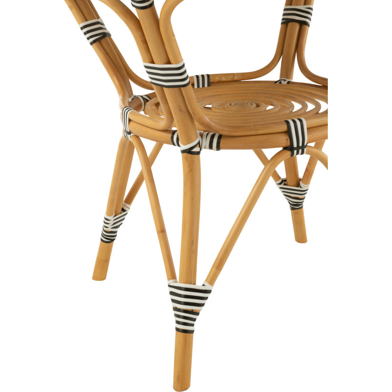 Table à manger extérieur Ronde 4 personnes en Rotin Naturel Plastique Noir Blanc Live - 4