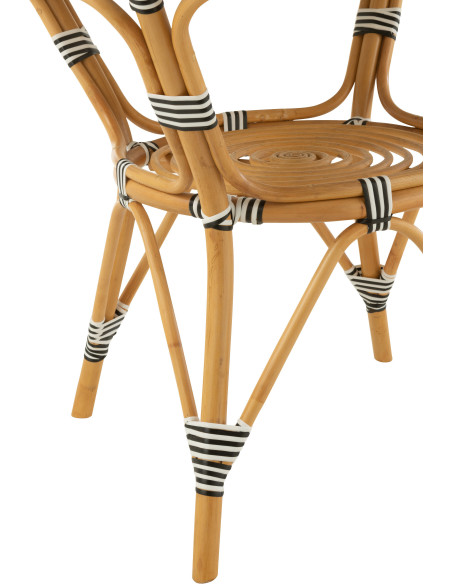 Table à manger extérieur Ronde 4 personnes en Rotin Naturel Plastique Noir Blanc Live - 4