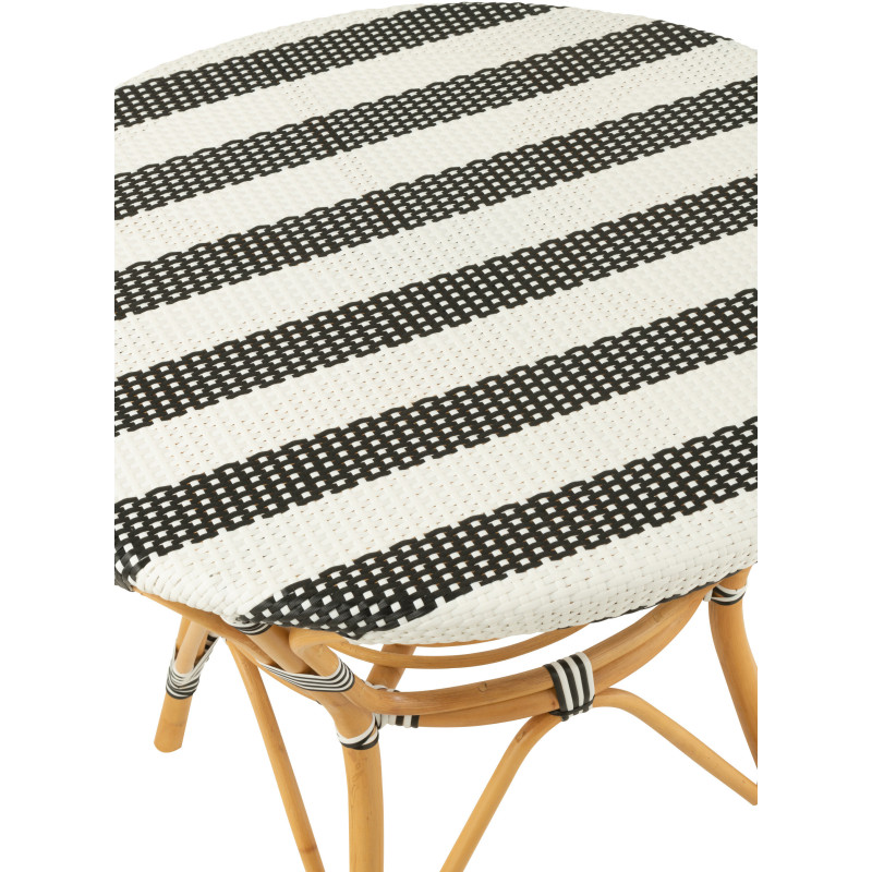 Table à manger extérieur Ronde 4 personnes en Rotin Naturel Plastique Noir Blanc Live - 5