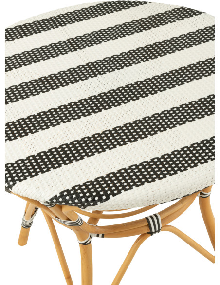 Table à manger extérieur Ronde 4 personnes en Rotin Naturel Plastique Noir Blanc Live - 5