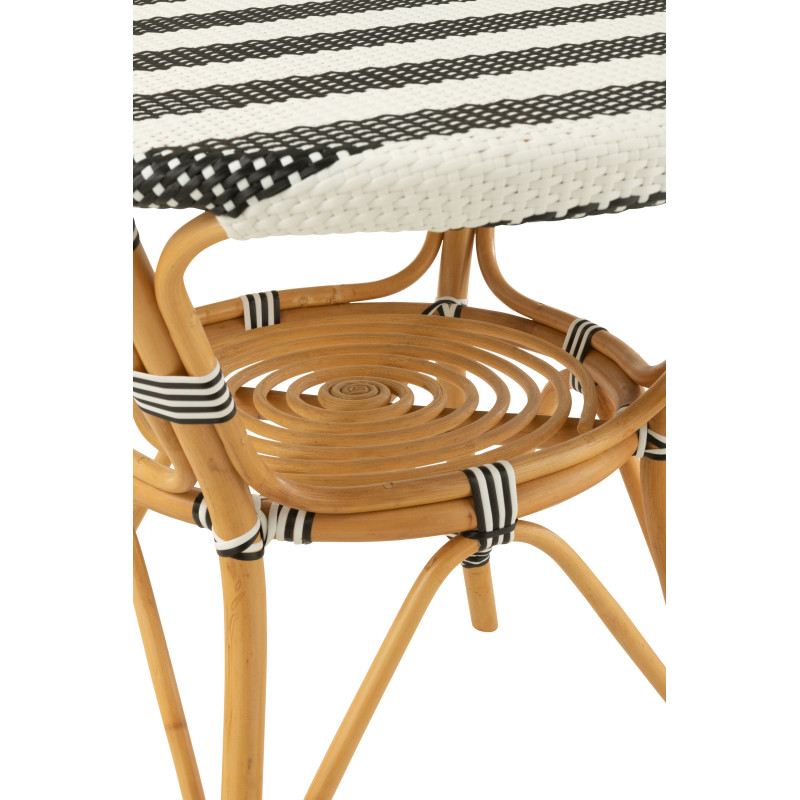 Table à manger extérieur Ronde 4 personnes en Rotin Naturel Plastique Noir Blanc Live - 6