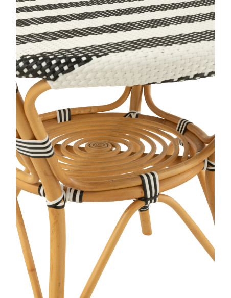 Table à manger extérieur Ronde 4 personnes en Rotin Naturel Plastique Noir Blanc Live - 6