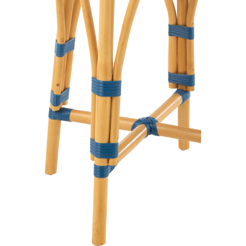 Tabouret de bar extérieur rond Hauteur 65 cm en Rotin Naturel Plastique Bleu Blanc Live - 3