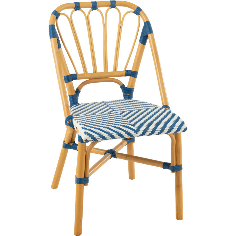 Chaise de jardin en Rotin Naturel Plastique Bleu Blanc Live - 1