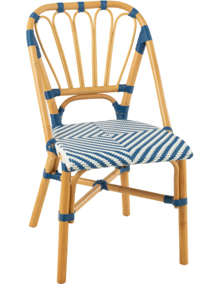 Chaise de jardin en Rotin Naturel Plastique Bleu Blanc Live - 1