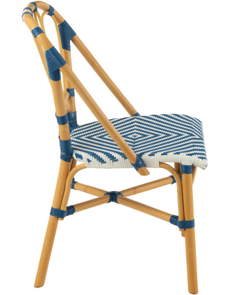 Chaise de jardin en Rotin Naturel Plastique Bleu Blanc Live - 3