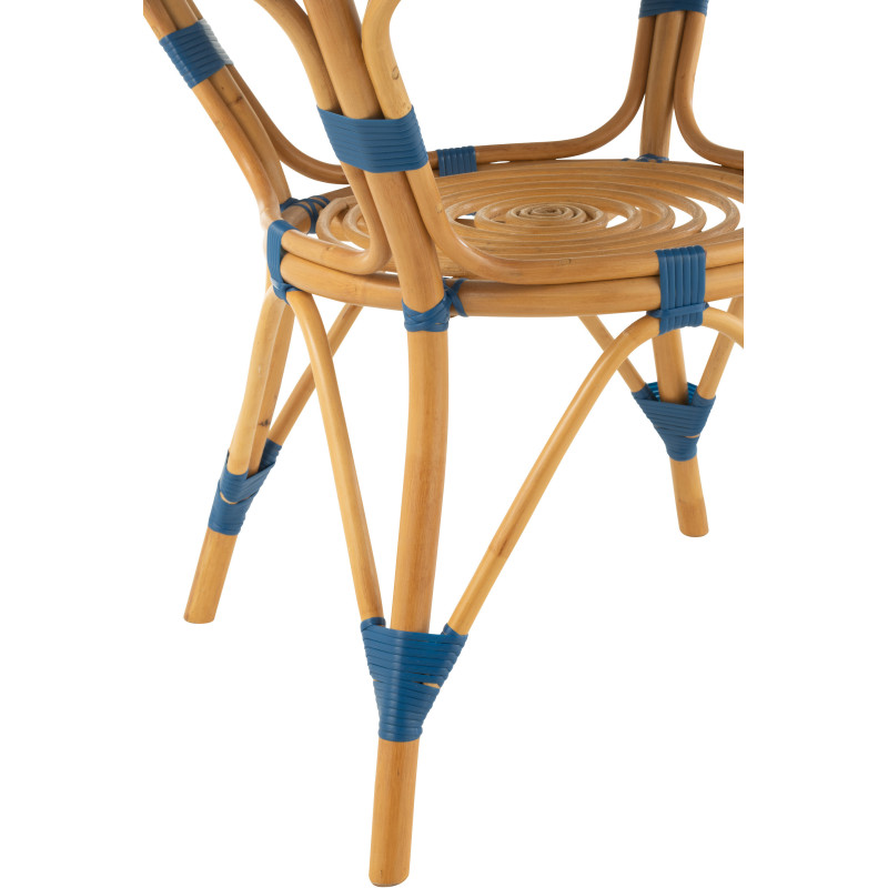 Table à manger extérieur Ronde 4 personnes en Rotin Naturel Plastique Bleu Blanc Live - 3