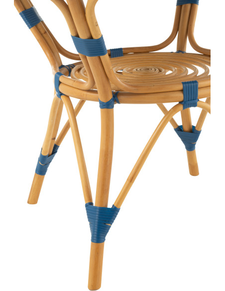 Table à manger extérieur Ronde 4 personnes en Rotin Naturel Plastique Bleu Blanc Live - 3