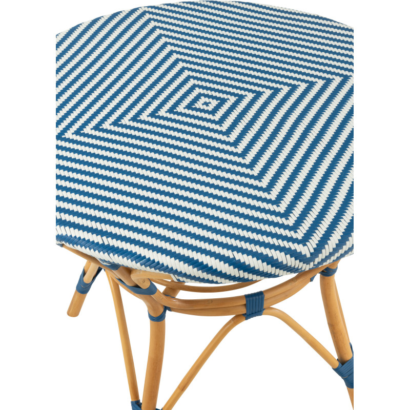 Table à manger extérieur Ronde 4 personnes en Rotin Naturel Plastique Bleu Blanc Live - 4