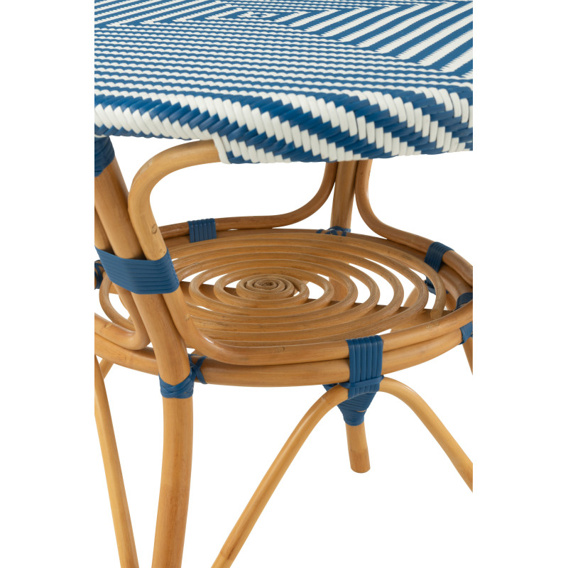 Table à manger extérieur Ronde 4 personnes en Rotin Naturel Plastique Bleu Blanc Live - 5