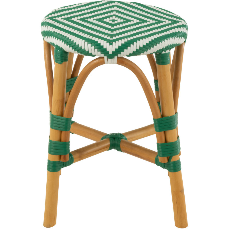 Tabouret extérieur rond en Rotin Naturel Plastique Vert Blanc Live - 3