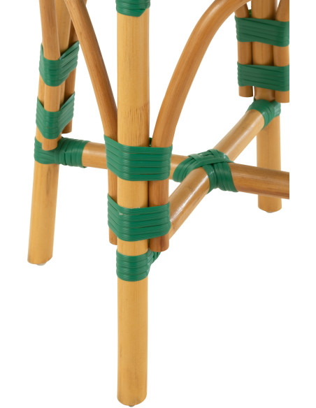 Tabouret extérieur rond en Rotin Naturel Plastique Vert Blanc Live - 4