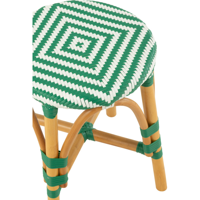 Tabouret extérieur rond en Rotin Naturel Plastique Vert Blanc Live - 5