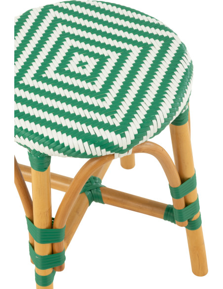 Tabouret extérieur rond en Rotin Naturel Plastique Vert Blanc Live - 5
