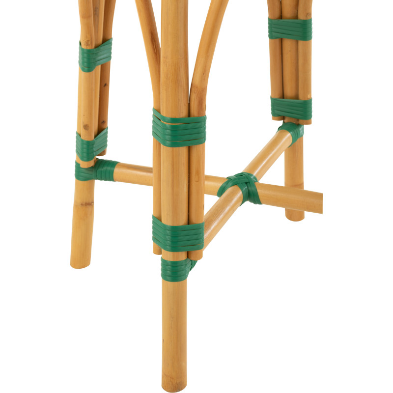 Tabouret de bar extérieur rond Hauteur 65 cm en Rotin Naturel Plastique Vert Blanc Live - 4
