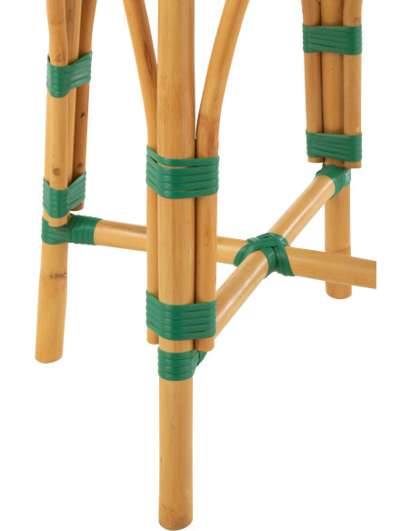 Tabouret de bar extérieur rond Hauteur 65 cm en Rotin Naturel Plastique Vert Blanc Live - 4