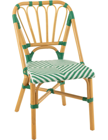 Chaise de jardin en Rotin Naturel Plastique Vert Blanc Live - 1