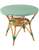 Table à manger extérieur Ronde 4 personnes en Rotin Naturel Plastique Vert Blanc Live