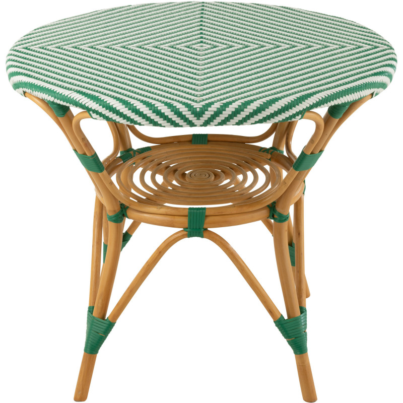 Table à manger extérieur Ronde 4 personnes en Rotin Naturel Plastique Vert Blanc Live - 2