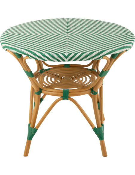 Table à manger extérieur Ronde 4 personnes en Rotin Naturel Plastique Vert Blanc Live - 2