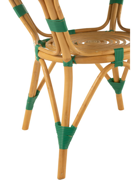 Table à manger extérieur Ronde 4 personnes en Rotin Naturel Plastique Vert Blanc Live - 3