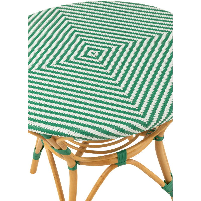 Table à manger extérieur Ronde 4 personnes en Rotin Naturel Plastique Vert Blanc Live - 4