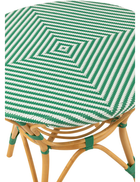 Table à manger extérieur Ronde 4 personnes en Rotin Naturel Plastique Vert Blanc Live - 4