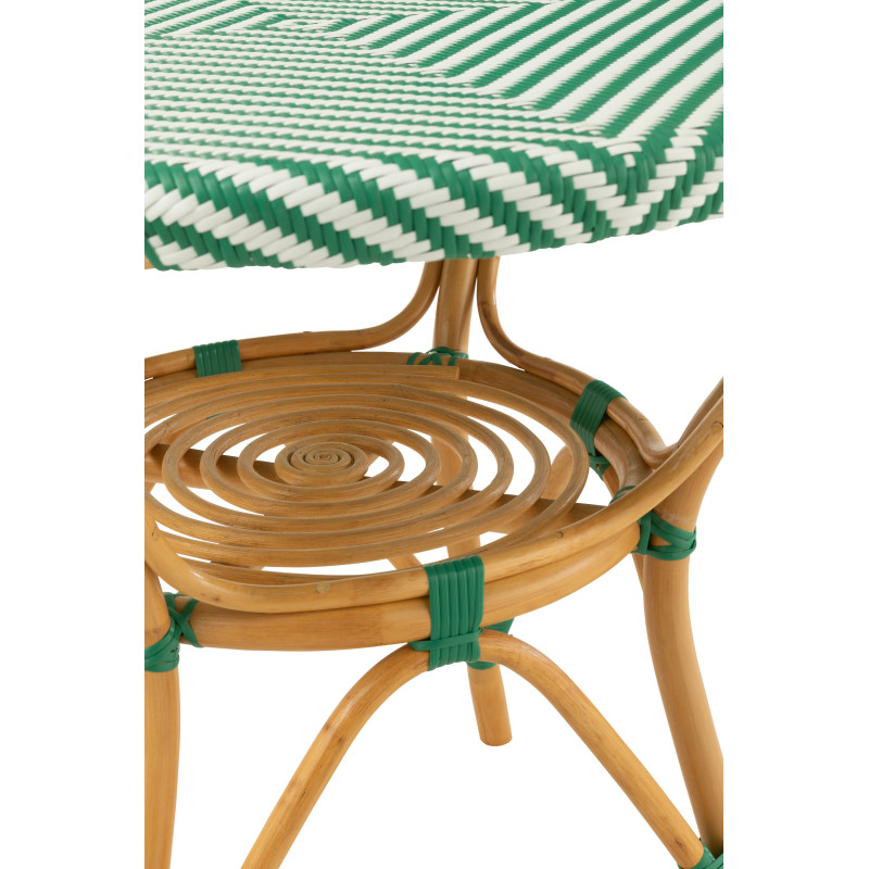 Table à manger extérieur Ronde 4 personnes en Rotin Naturel Plastique Vert Blanc Live - 5