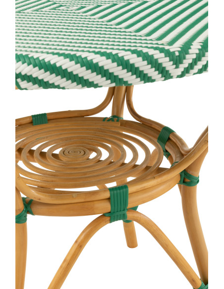 Table à manger extérieur Ronde 4 personnes en Rotin Naturel Plastique Vert Blanc Live - 5
