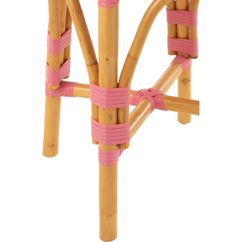 Tabouret extérieur rond en Rotin Naturel Plastique Rose Blanc Live - 4