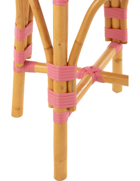 Tabouret extérieur rond en Rotin Naturel Plastique Rose Blanc Live - 4