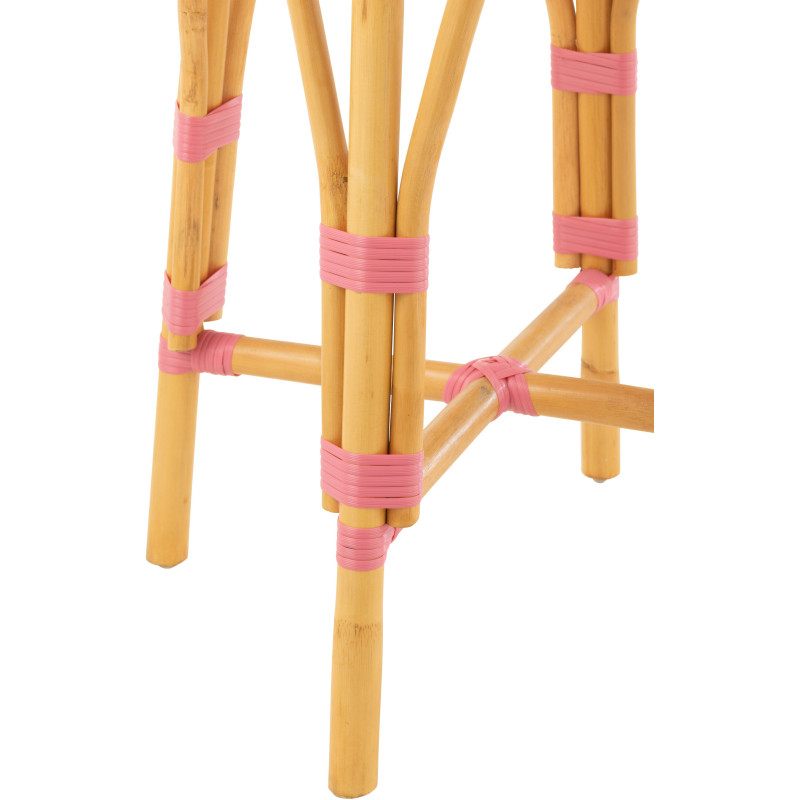Tabouret de bar extérieur rond Hauteur 65 cm en Rotin Naturel Plastique Rose Blanc Live - 3