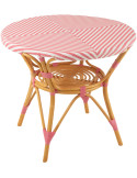 Table de jardin ronde 4 personnes Ø90 cm rotin naturel rose blanc Live