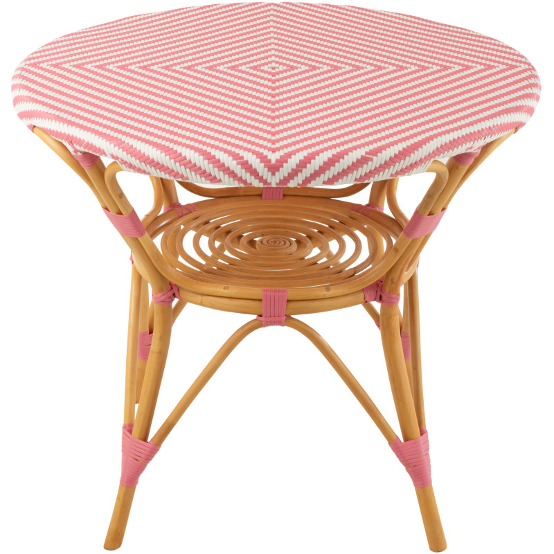 Table à manger extérieur Ronde 4 personnes en Rotin Naturel Plastique Rose Blanc Live - 3