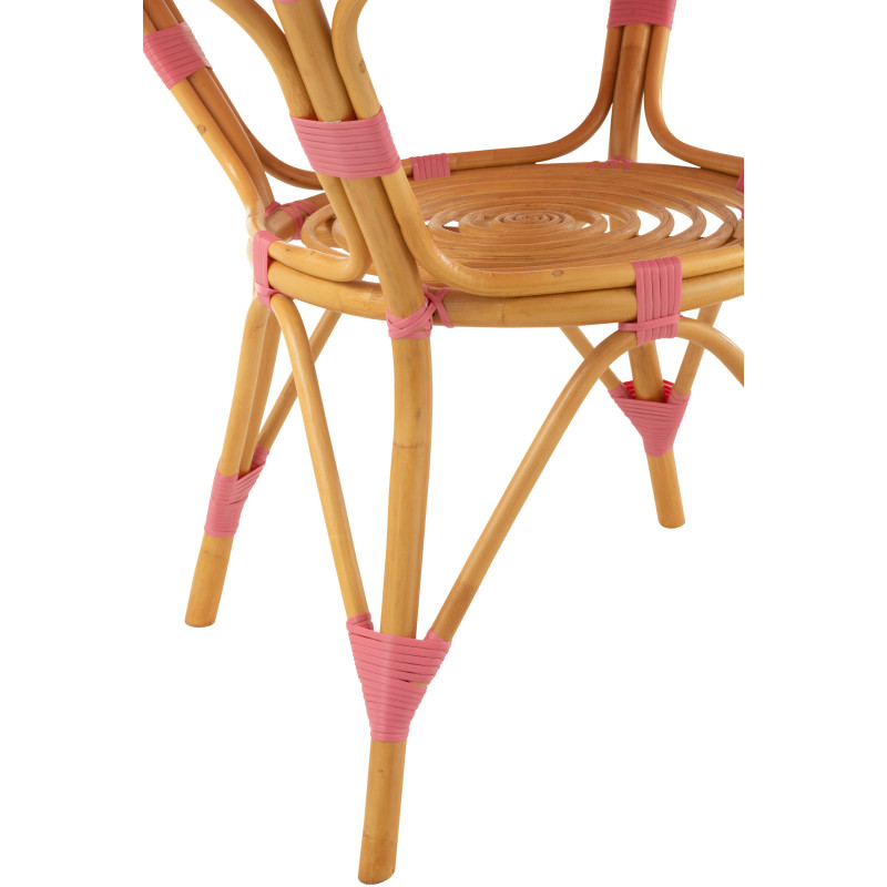 Table à manger extérieur Ronde 4 personnes en Rotin Naturel Plastique Rose Blanc Live - 4