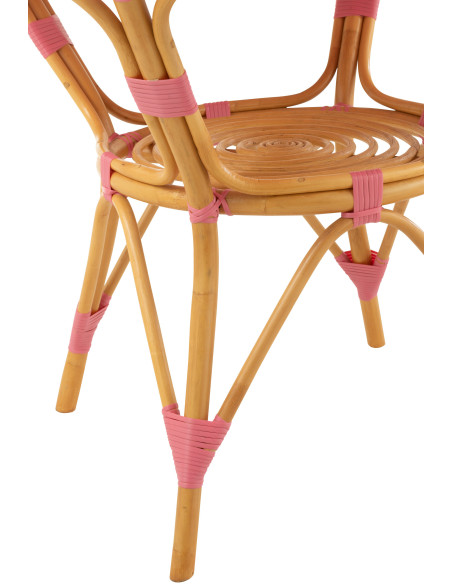 Table à manger extérieur Ronde 4 personnes en Rotin Naturel Plastique Rose Blanc Live - 4